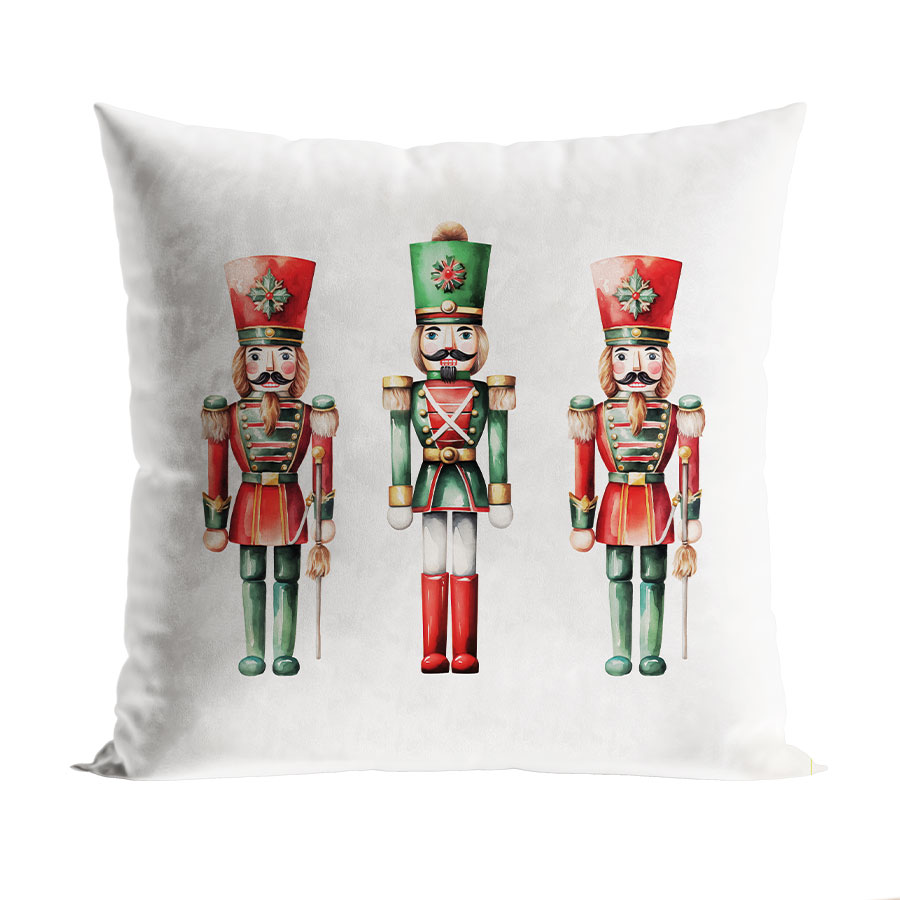 Predná strana obliečky na vankúš v bielej farbe, s tromi orieškami