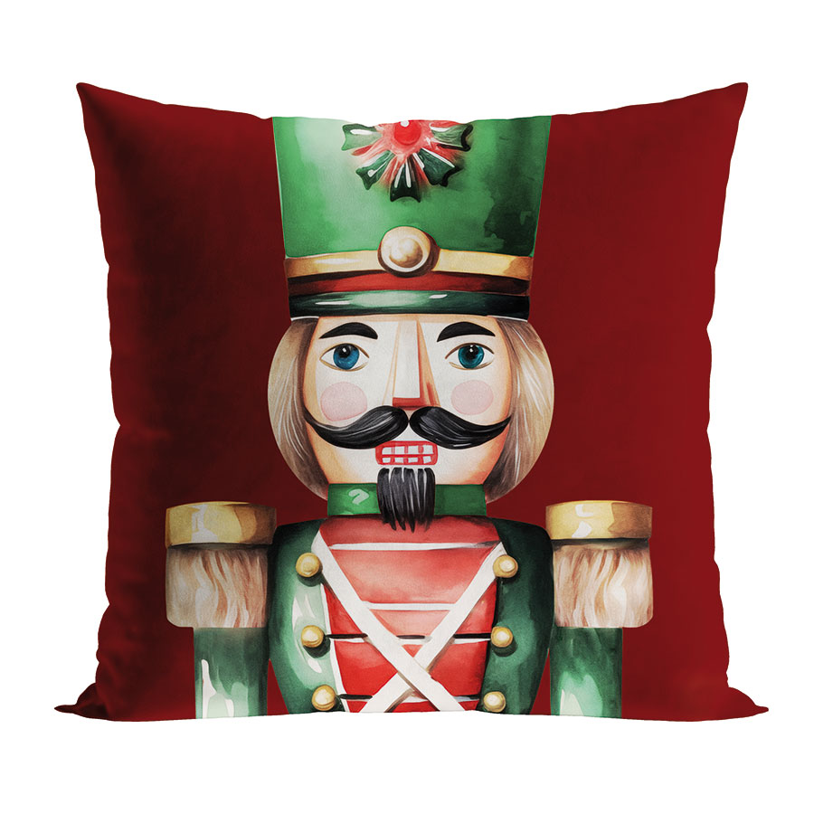 Predná strana obliečky na vankúš v červenej farbe, s luskáčikom