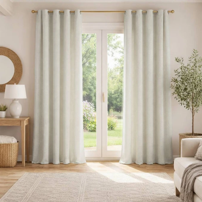 Ľanové závesy na okách (zatemňovacie)